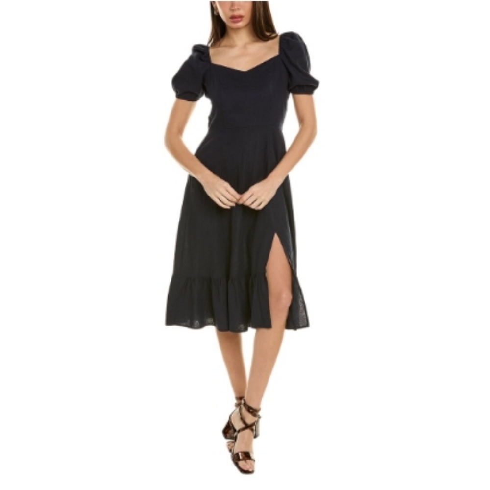 Ellen Tracy Sweetheart Linen Blend Midi Dress Size XL